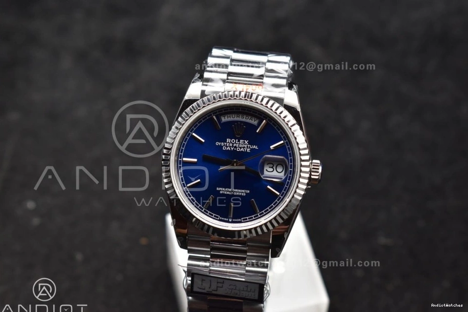 President 672 Edition Steel QF DayDate 36 904L on Blue SS Dial (Gain Packable vr3255 Best V5 Bracelet Weight) 0820